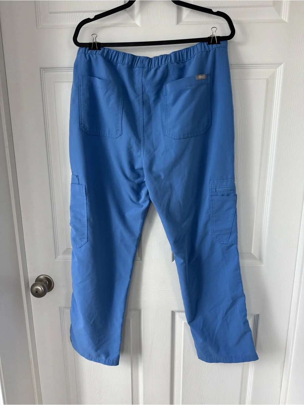 Figs Men’s Scrub Cargo Pants in Sky Blue with Drawstring